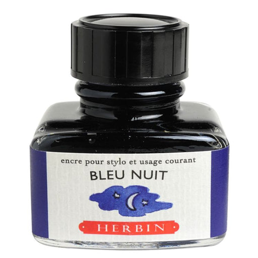 HERBIN "Jewel of Inks" Fountain Pen Ink - 30mL (with pen rest) - Bleu Nuit (Night Blue)