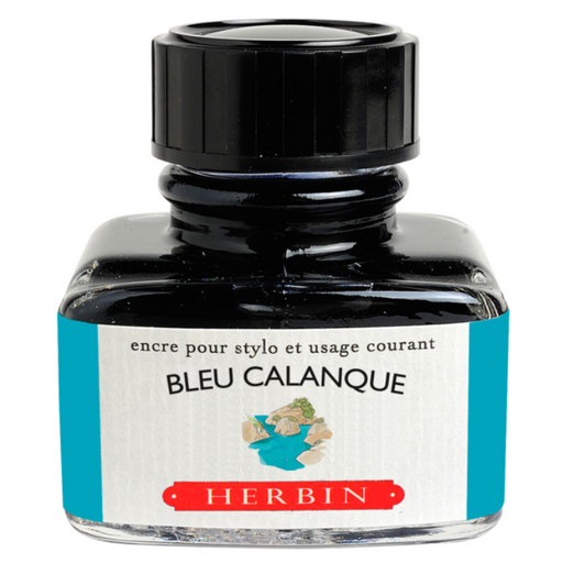 HERBIN "Jewel of Inks" Fountain Pen Ink - 30mL (with pen rest) - Calanque Blue