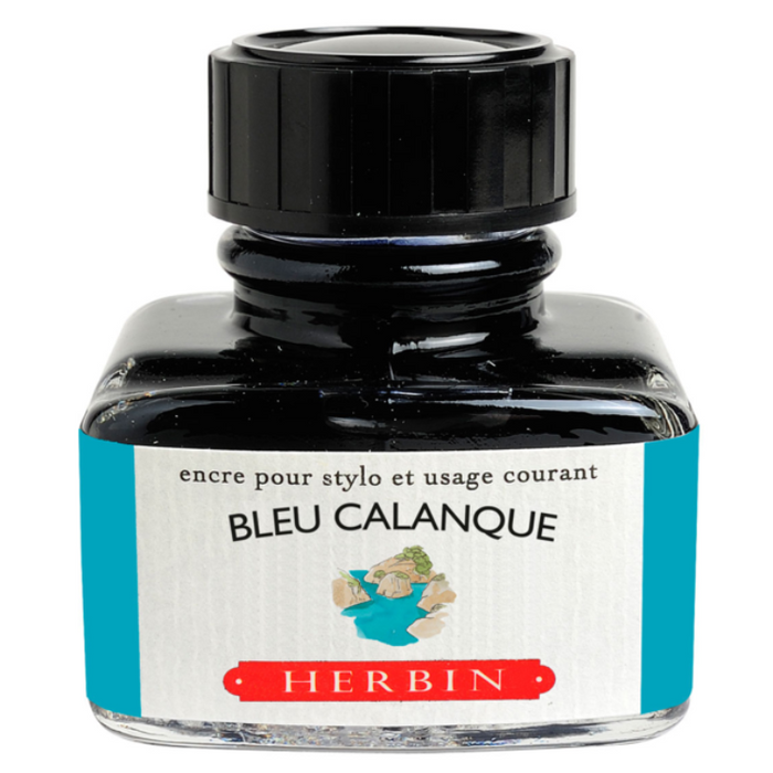 HERBIN "Jewel of Inks" Fountain Pen Ink - 30mL (with pen rest) - Calanque Blue