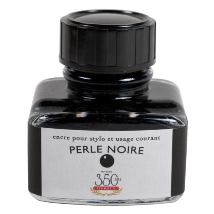HERBIN "Jewel of Inks" Fountain Pen Ink - 30mL (with pen rest) - Perle Noire (Pearl Black)
