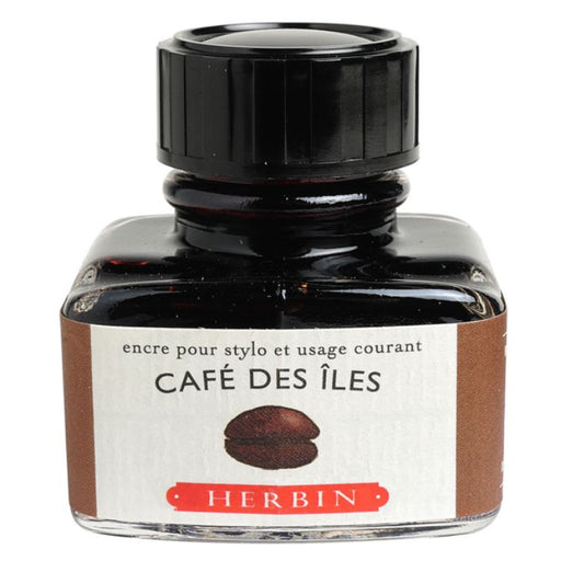 HERBIN "Jewel of Inks" Fountain Pen Ink - 30mL (with pen rest) - Cafe Des Iles (Island Coffee)