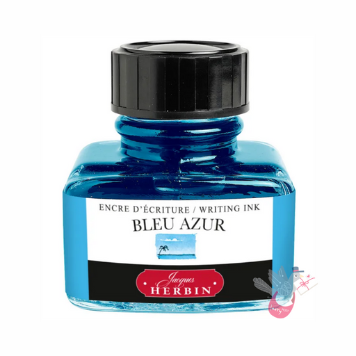 HERBIN "Jewel of Inks" Fountain Pen Ink - 30mL (with pen rest) - Bleu Azur (Azure Blue)