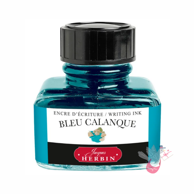 HERBIN "Jewel of Inks" Fountain Pen Ink - 30mL (with pen rest) - Calanque Blue