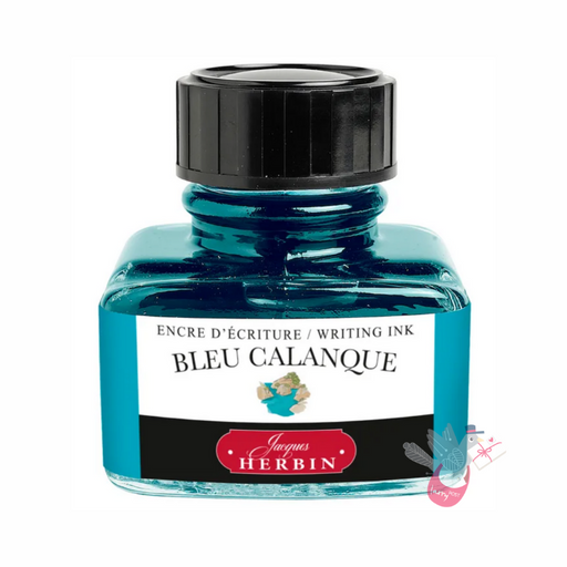 HERBIN "Jewel of Inks" Fountain Pen Ink - 30mL (with pen rest) - Calanque Blue