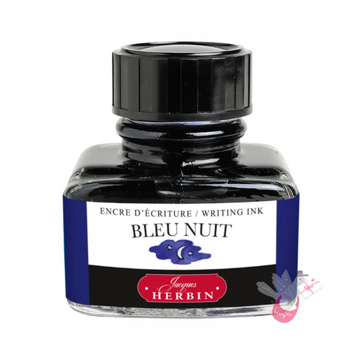 HERBIN "Jewel of Inks" Fountain Pen Ink - 30mL (with pen rest) - Bleu Nuit (Night Blue)