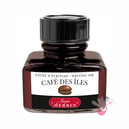 HERBIN "Jewel of Inks" Fountain Pen Ink - 30mL (with pen rest) - Cafe Des Iles (Island Coffee)
