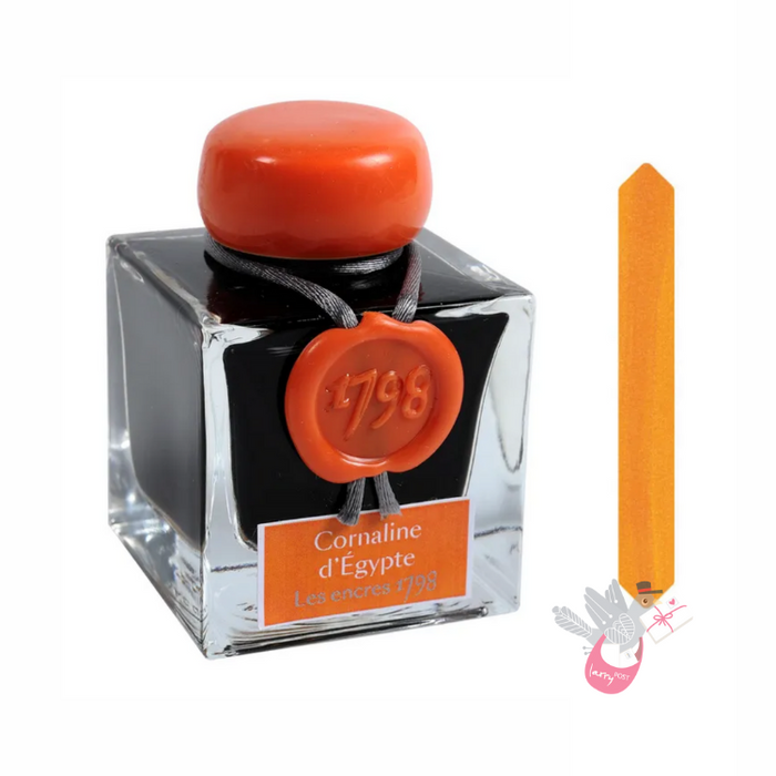 HERBIN Prestige 1798 (Shimmer) Fountain Pen Ink - 50mL - Cornelian d'Egypte (Egyptian Orange/Silver)