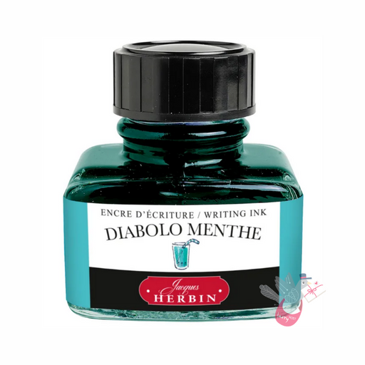 HERBIN "Jewel of Inks" Fountain Pen Ink - 30mL (with pen rest) - Diabolo Menthe (Mint Green)
