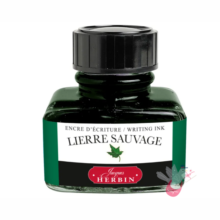 HERBIN "Jewel of Inks" Fountain Pen Ink - 30mL (with pen rest) - Lierre Sauvage (Wild Ivy)