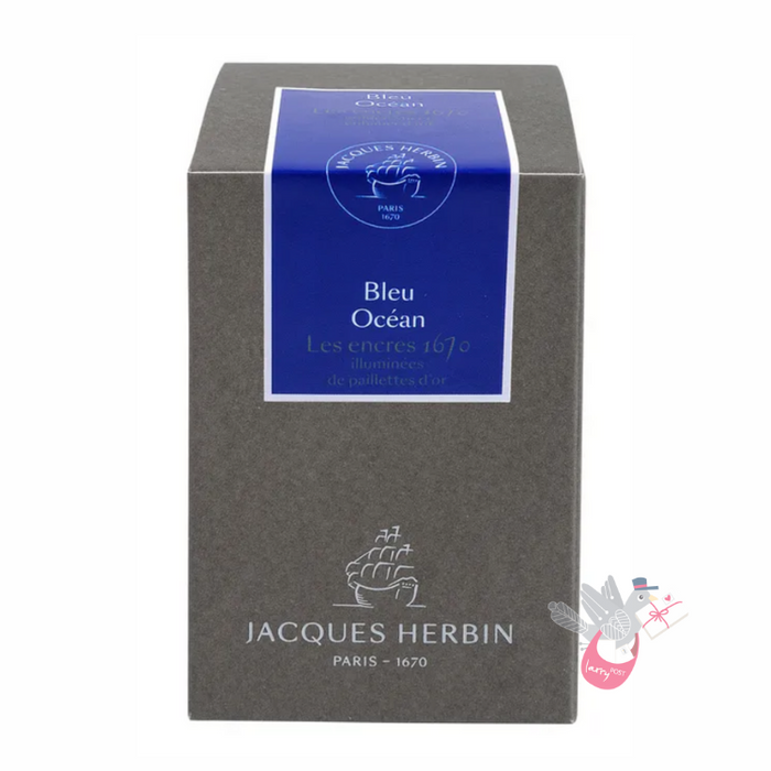 HERBIN Prestige 1670 (Shimmer) Fountain Pen Ink - 50mL - Bleu Ocean (Ocean Blue/Gold)