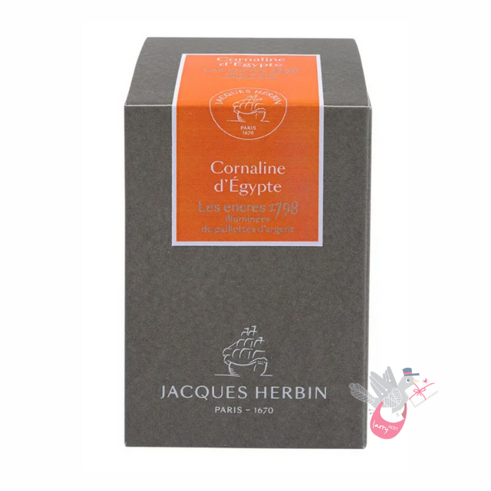 HERBIN Prestige 1798 (Shimmer) Fountain Pen Ink - 50mL - Cornelian d'Egypte (Egyptian Orange/Silver)