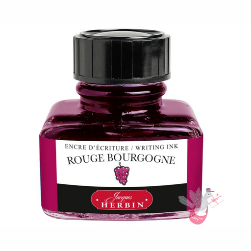 HERBIN "Jewel of Inks" Fountain Pen Ink - 30mL (with pen rest) - Rouge Bourgogne (Burgundy Red)