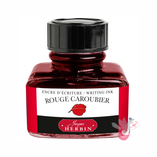 HERBIN "Jewel of Inks" Fountain Pen Ink - 30mL (with pen rest) - Rouge Caroubier (Red Carob)