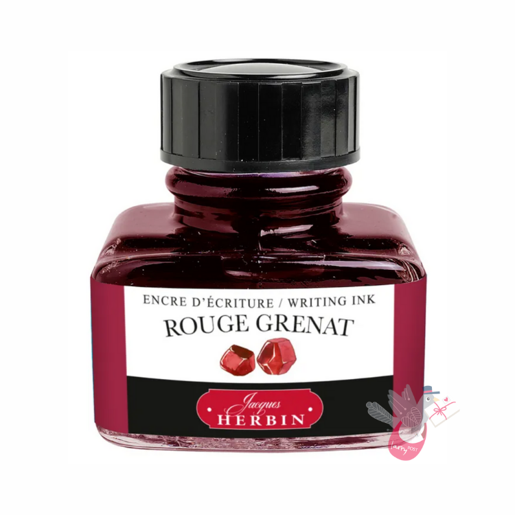 HERBIN "Jewel of Inks" Fountain Pen Ink - 30mL (with pen rest) - Rouge Grenat (Garnet Red)