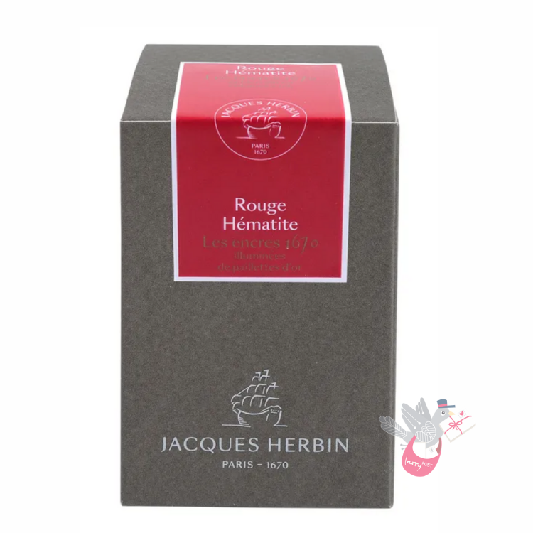 HERBIN Prestige 1670 (Shimmer) Fountain Pen Ink - 50mL - Rouge Hermatite (Red Hematite/Gold)
