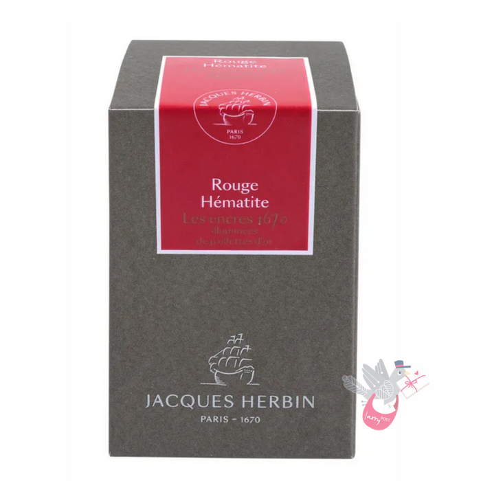 HERBIN Prestige 1670 (Shimmer) Fountain Pen Ink - 50mL - Rouge Hermatite (Red Hematite/Gold)