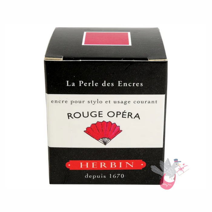 HERBIN "Jewel of Inks" Fountain Pen Ink - 30mL (with pen rest) - Rouge Opera (Opera Red)