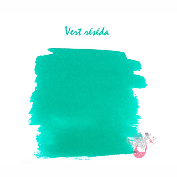 HERBIN "Jewel of Inks" Fountain Pen Ink - 30mL (with pen rest) - Vert Reseda (Reseda Green)