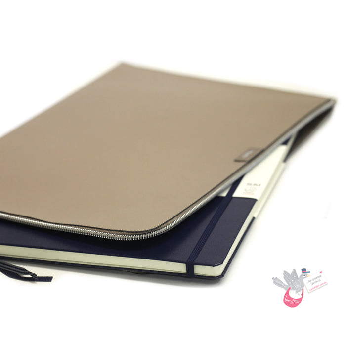 RAPSODIA Saffiano Notebook Holder - To Fit Slim A4 Notebook -Taupe