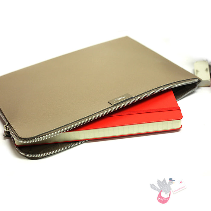 RAPSODIA Saffiano Notebook Holder - To Fit A5 Notebook -Taupe