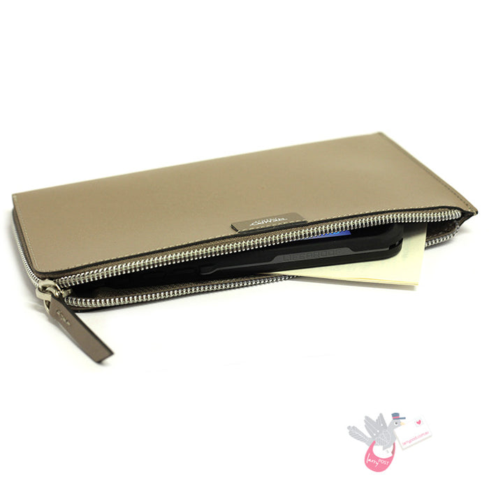 RAPSODIA Saffiano Receipt Holder - Taupe