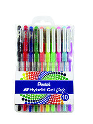 PENTEL Gel Pen Hybrid Gel Wallet - Fine (0.6mm) - Set of 10