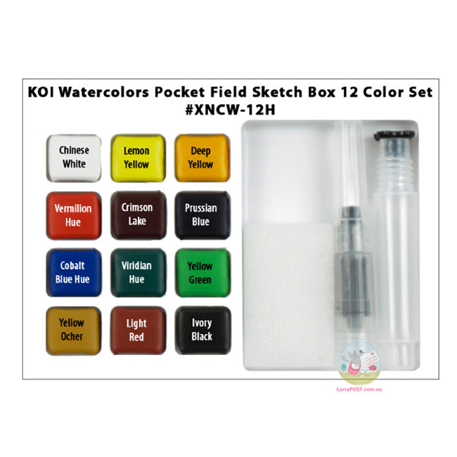 SAKURA Koi Water Colour Pocket Field Sketch Box / Kit - 12 Colours