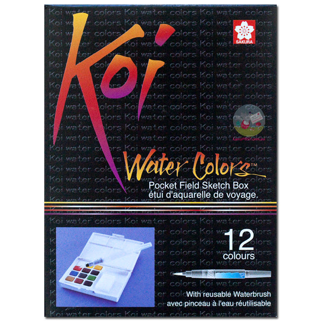 SAKURA Koi Water Colour Pocket Field Sketch Box / Kit - 12 Colours