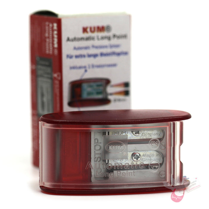 KUM 2-Hole Automatic Long Point Pencil Sharpener with 2 spare blades (AS2) - Red