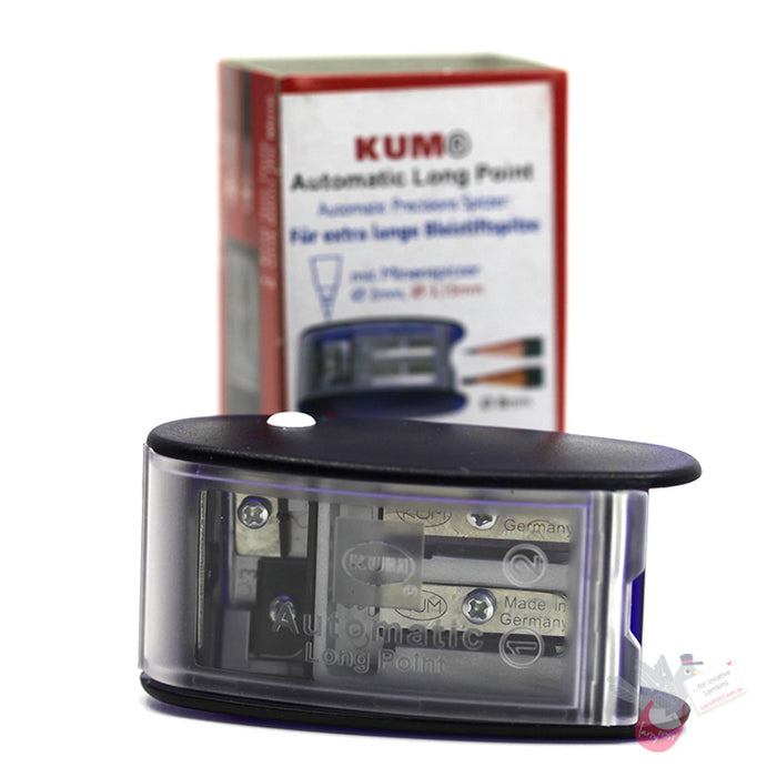 KUM 4-Hole Automatic Long Point Pencil Sharpener/Lead Pointer with 2 spare blades (AS2M) - Blue