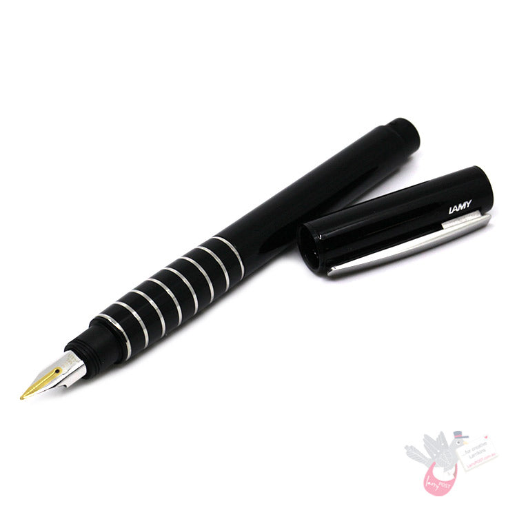 LAMY Accent Brilliant Fountain Pen in Gloss Black - Diamond Lacquer Grip - 14ct Bi-Colour Gold Nib - EF