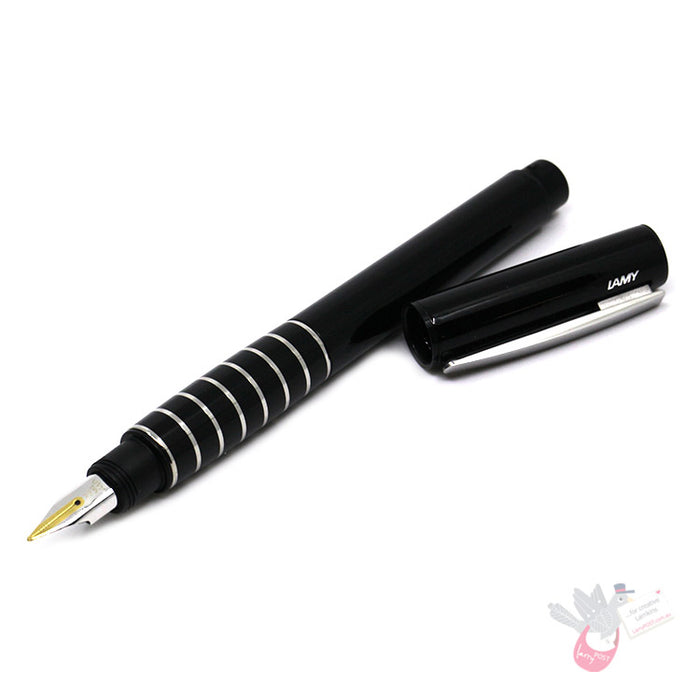 LAMY Accent Brilliant Fountain Pen in Gloss Black - Diamond Lacquer Grip - 14ct Bi-Colour Gold Nib - EF