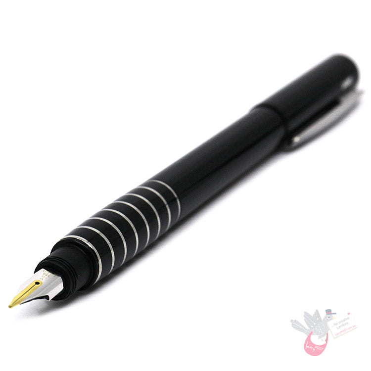 LAMY Accent Brilliant Fountain Pen in Gloss Black - Diamond Lacquer Grip - 14ct Bi-Colour Gold Nib - EF