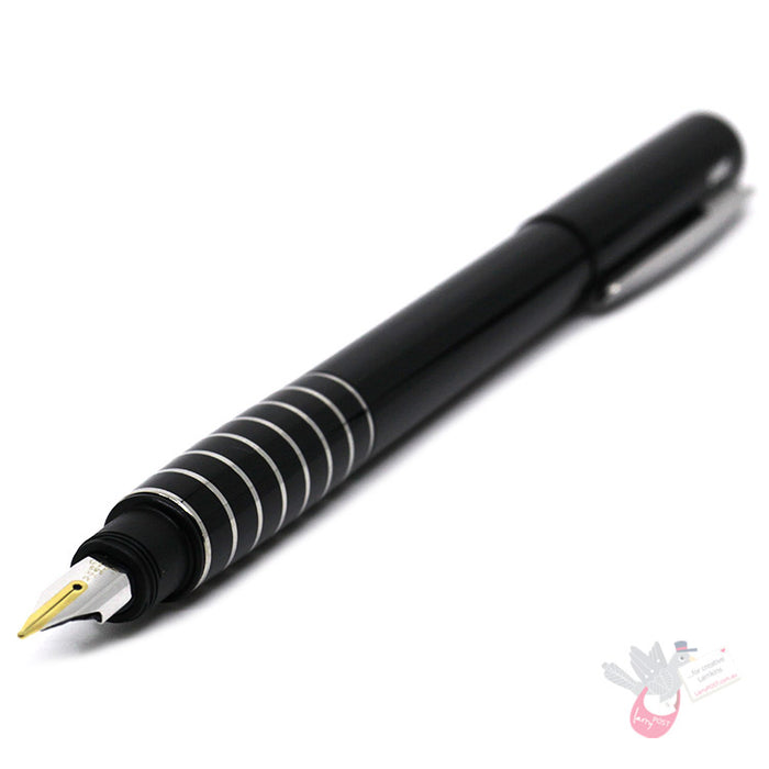 LAMY Accent Brilliant Fountain Pen in Gloss Black - Diamond Lacquer Grip - 14ct Bi-Colour Gold Nib - EF