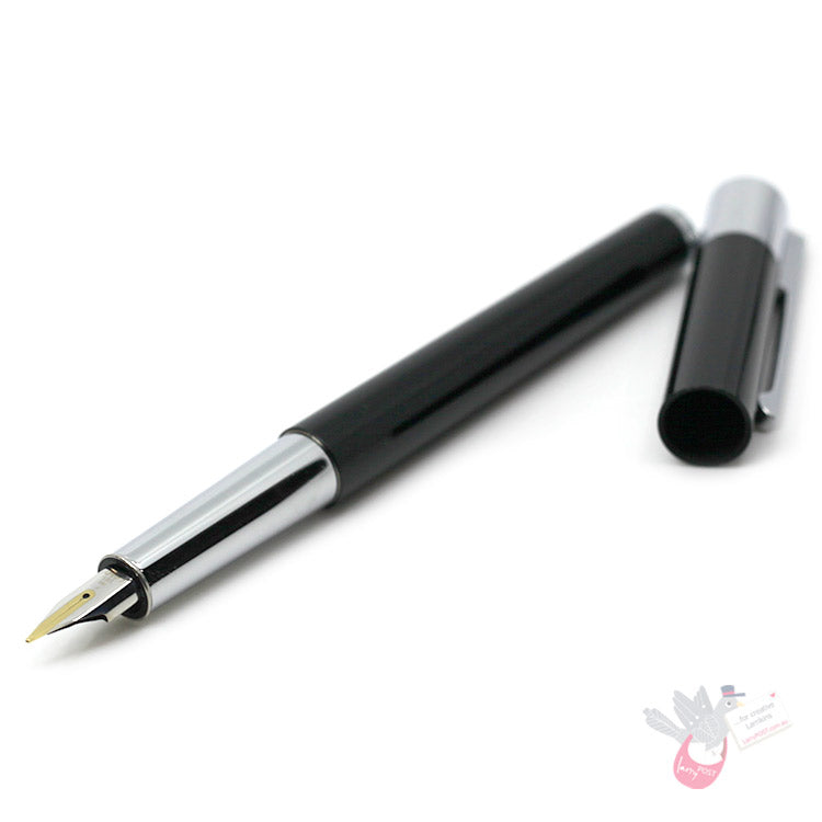 LAMY Scala Fountain Pen - Gloss Piano Black - 14ct bi-colour gold nib - Medium (no packaging)