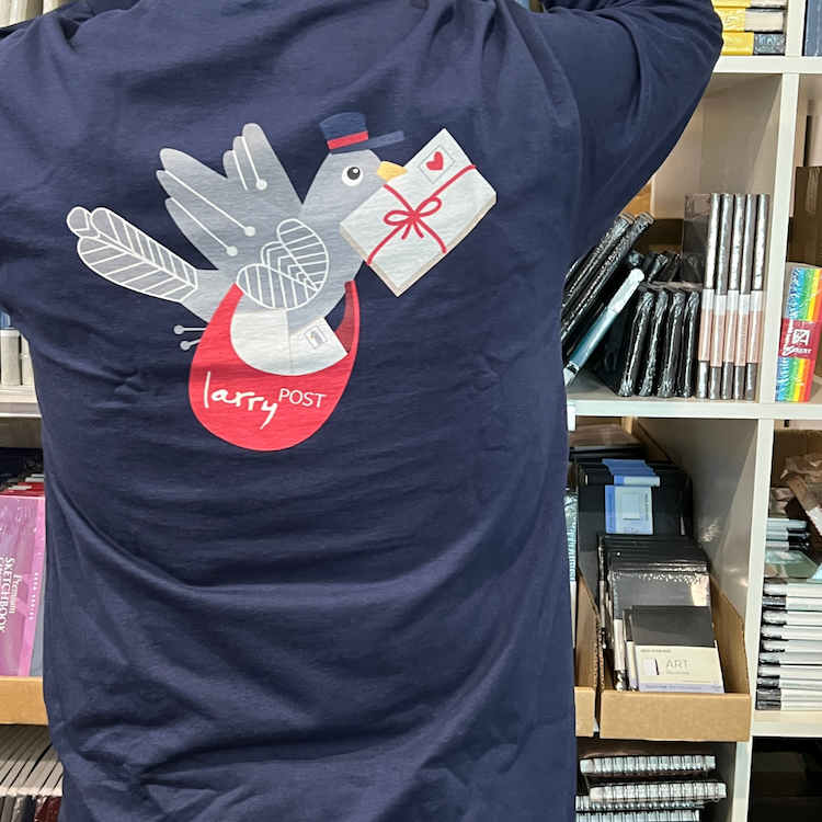 LarryPOST Womens 100% Cotton T-Shirt - Navy - Size M