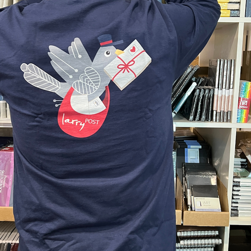 LarryPOST Womens 100% Cotton T-Shirt - Navy - Size L