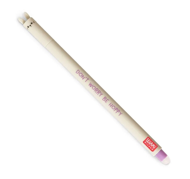 LEGAMI - Erasable Gel Pen (0.7mm) - "Be Hoppy" Bunny (Purple Ink)