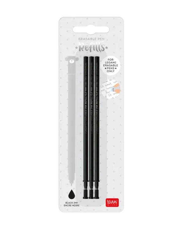LEGAMI - Erasable Gel Pen Refill (0.7mm) - Black Ink - Pack of 3