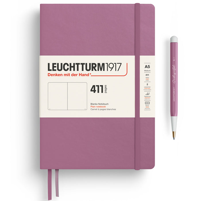LEUCHTTURM1917 Classic Hard Cover Expanded Notebook 411 - Medium (A5) - Plain - Dusty Rose