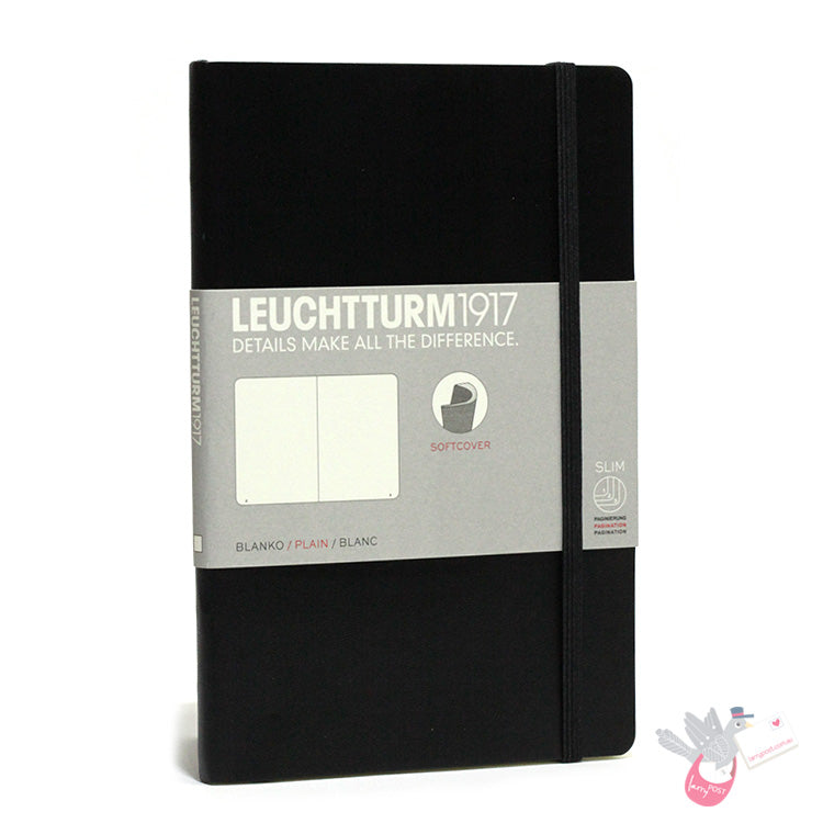 LEUCHTTURM1917 Paperback Notebook Soft Cover - B6 - Plain - Black