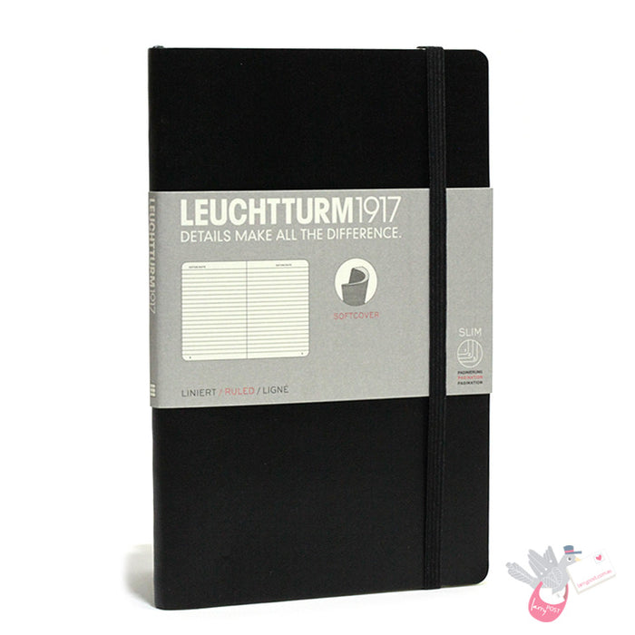 LEUCHTTURM1917 Paperback Notebook Soft Cover - B6 - Ruled - Black