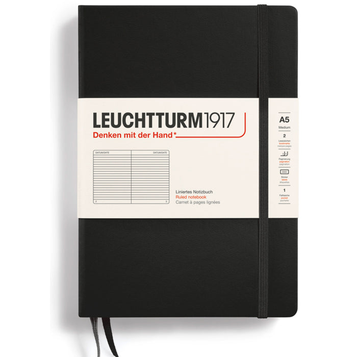 LEUCHTTURM1917 Classic Hard Cover - Medium A5 - Ruled - Black