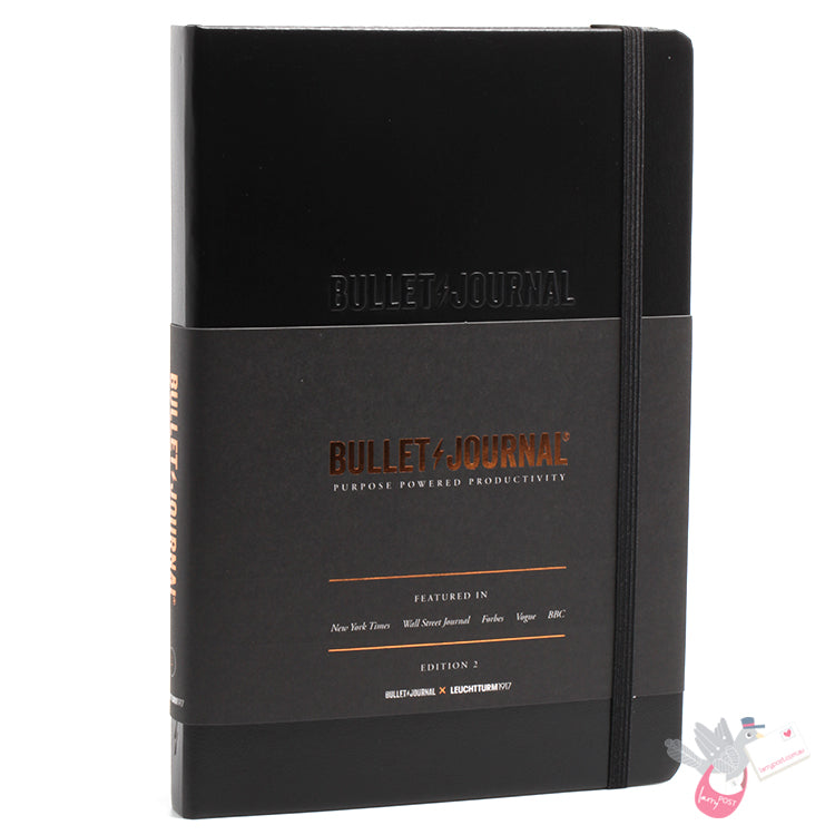 LEUCHTTURM1917 Bullet Journal Edition 2 All Black Collectors Set – 1x Bullet Journal A5, 1x Twist Pen, 1x Pen Loop - 120gsm Paper - Medium (A5) - Dotted - Black