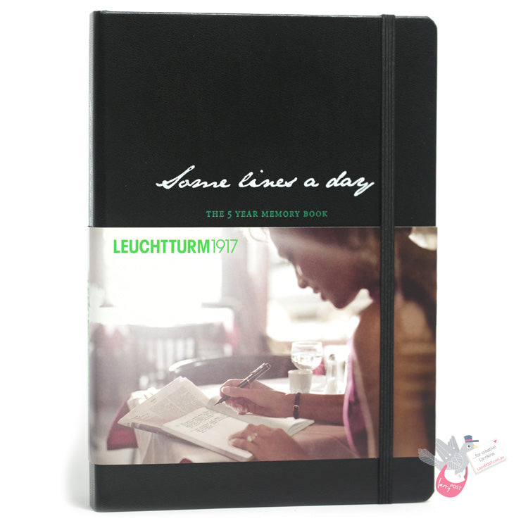 LEUCHTTURM1917 "Some lines a day" 5 year Diary / Memory Book - Hard Cover - Medium A5 - Black 