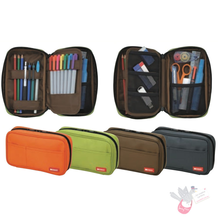 LIHIT LAB - Smart Fit Pen Case (Book -Type) - Single Zipper - Midnight