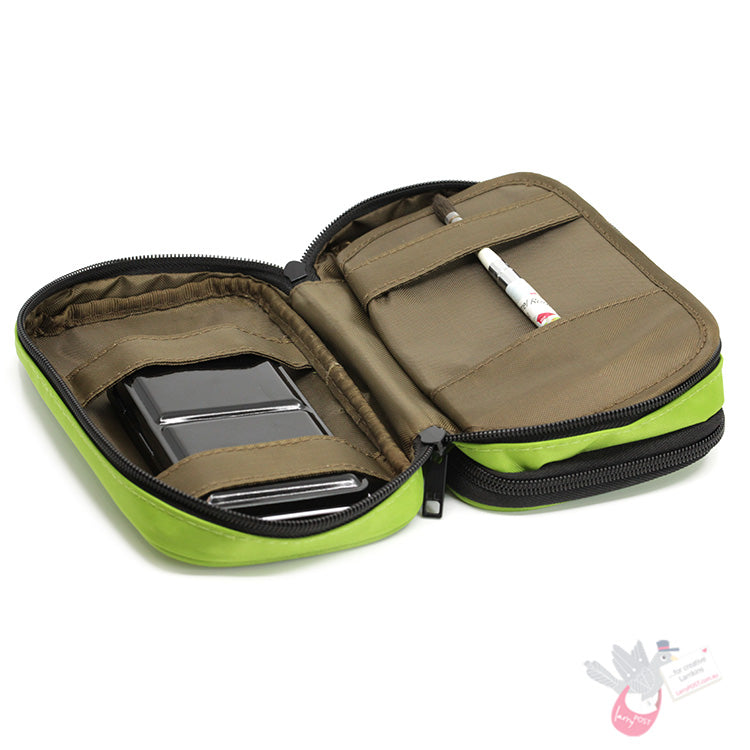 LIHIT LAB - Smart Fit Double Pen Case (Book-Type) - Double Zipper  - Green