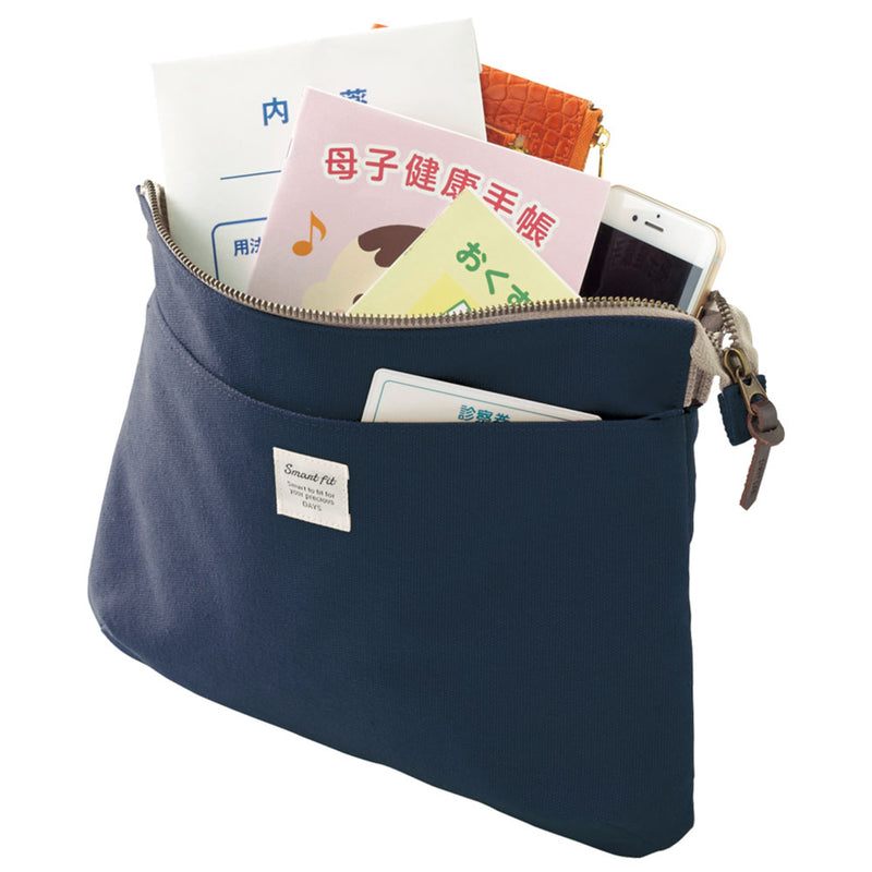 LIHIT LAB - Sacoche Smart Fit Carrying Pouch - Large (A5) - Navy (includes shoulder strap A7709)