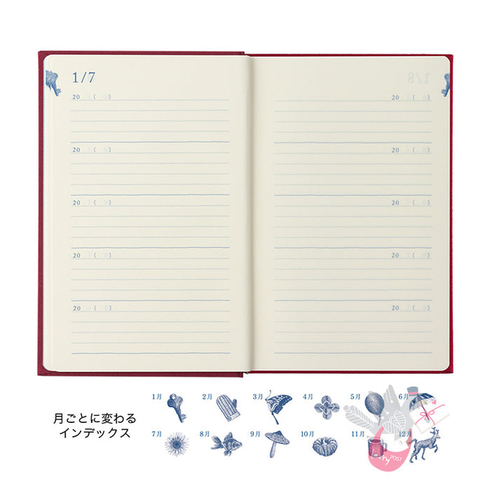 MIDORI - Undated 10 Year Diary - Daily - Red