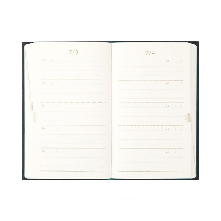 MIDORI - Undated 5 Year Diary - Daily - Embroidered Beige - B6